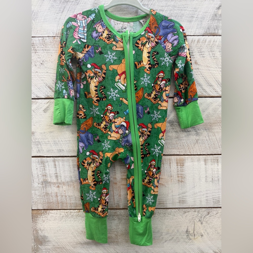 Bamboo One Piece Sleeper with Christmas Pooh